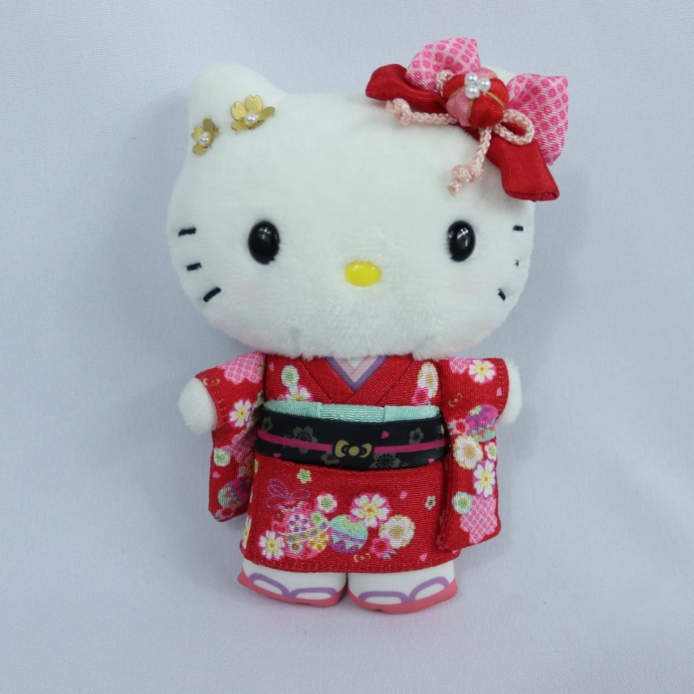 Sanrio Hello Kitty Mascot Holder Kimono Japan Limited Plush Keychain 6" READ